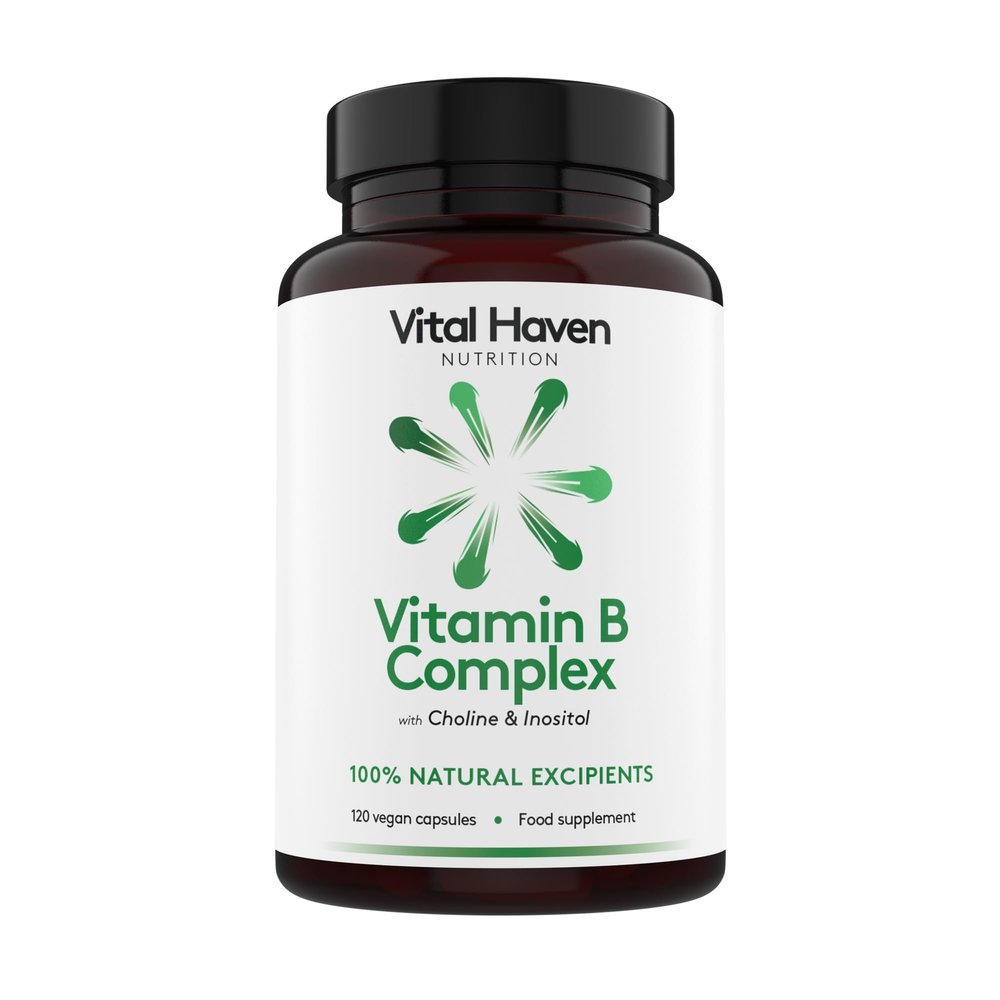 Vital Haven Vitamin B Complex (B1, B2, B5, B6, B7, B9, B12, Choline, Myo-Inositol) Supplement - UK Made
