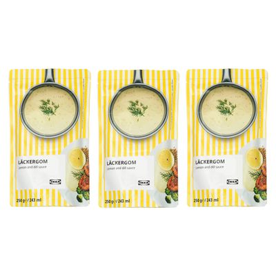 Ikea LACKERGOM Lemon & Dill Cream Sauce, Perfect with Fish - 3 x 250g Pouches
