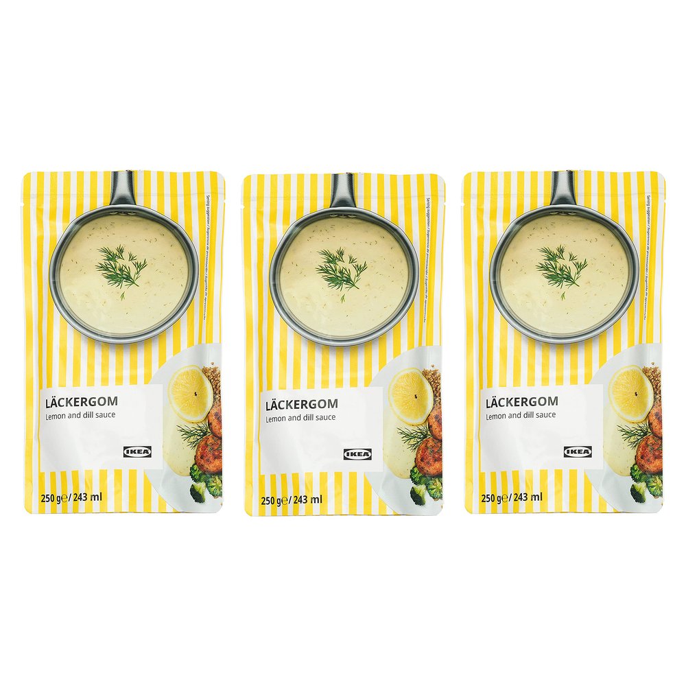 Ikea LACKERGOM Lemon & Dill Cream Sauce, Perfect with Fish - 3 x 250g Pouches