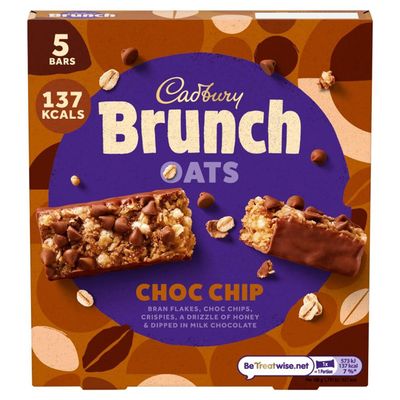 Cadbury Brunch Oats Choc Chip Cereal Bars with Honey & Chocolate Chips, 5 x 32 g Bars ( Pack of 1)