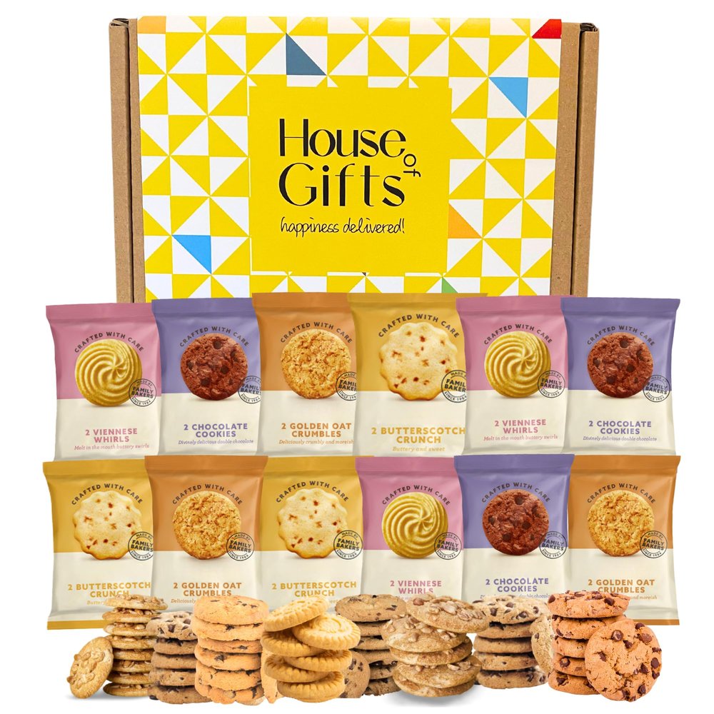 Biscuits Lovers Hamper Gift Set with Border Biscuits 12 Packs of Two (24 single biscuits) Individually wrapped Delicious Luxury Snacks Hamper | Afternoon Tea Addition