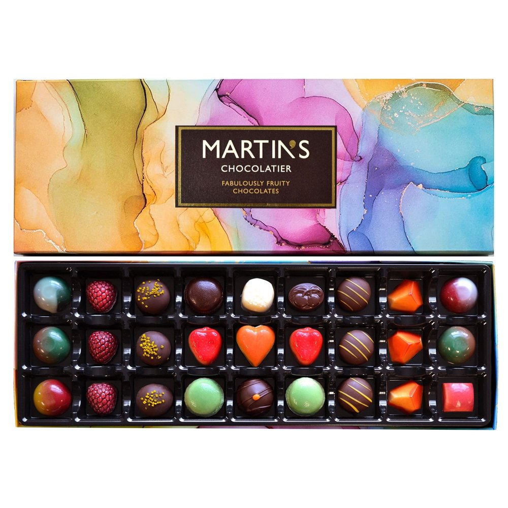 Martins Chocolatier Fabulously Fruity Signature Collection - Belgian & Dutch Luxury Chocolate Gift Box, 27 Pieces Milk Dark White Assorted Pralines & Truffles, 340g