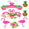 Pineapple Tropical Flamingos Leaf Edible Icing Printed Cake Topper (PATTERN 2) view 1