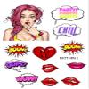 Girl in dress drawing Woman Femme ICING edible pictures cake topper (pattern 1) view 1