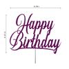 Happy Birthday Glitter Cake Topper, Birthday Party Decorations Ideas, Premium Quality Decoration, Sturdy Doubled Sided Glitter, Acrylic Stick. Made in USA (Purple) view 2