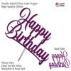 Happy Birthday Glitter Cake Topper, Birthday Party Decorations Ideas, Premium Quality Decoration, Sturdy Doubled Sided Glitter, Acrylic Stick. Made in USA (Purple) view 3