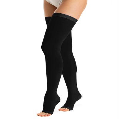 Relaxsan Antiembolism M0370A (1 Pair - Black, XXL) Open-toe anti-embolism hold up stockings - K1-18-23 mmHg