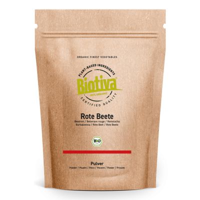 Biotiva Beetroot Powder -250g - Without additives - Packed and Certified in Germany (DE-KO-005) - Vegan
