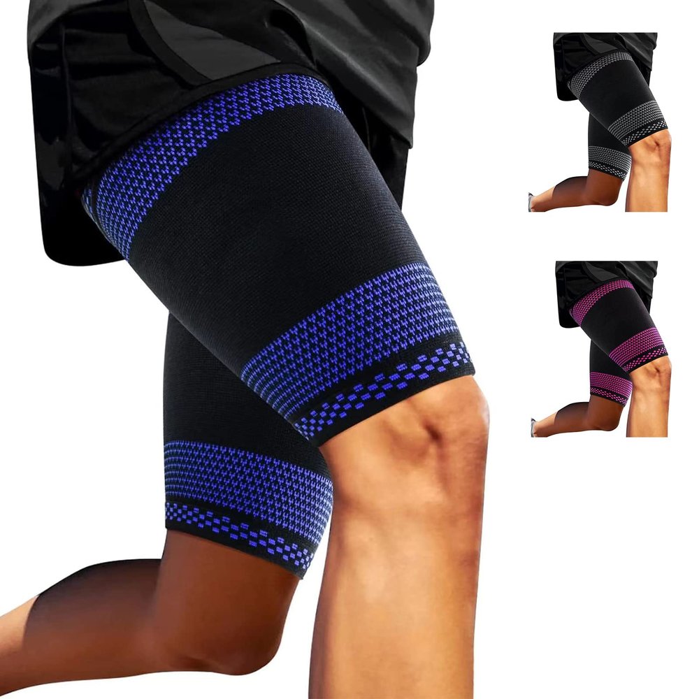 ABYON 2 Pack Thigh Support for Men and Women, Hamstring Support Thigh Compression Sleeves Breathable Elastic for Hamstring Quadricep Muscle Strains, Groin, Anti Slip Upper Leg Sleeves