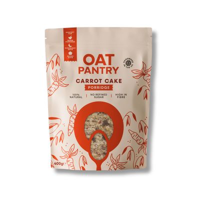 Oat Pantry Carrot Cake Porridge Oats, 400g (10 Servings) | All Natural Ingredients, Gluten Free, High in Fibre, Vegan, No Refined Sugar | UK made