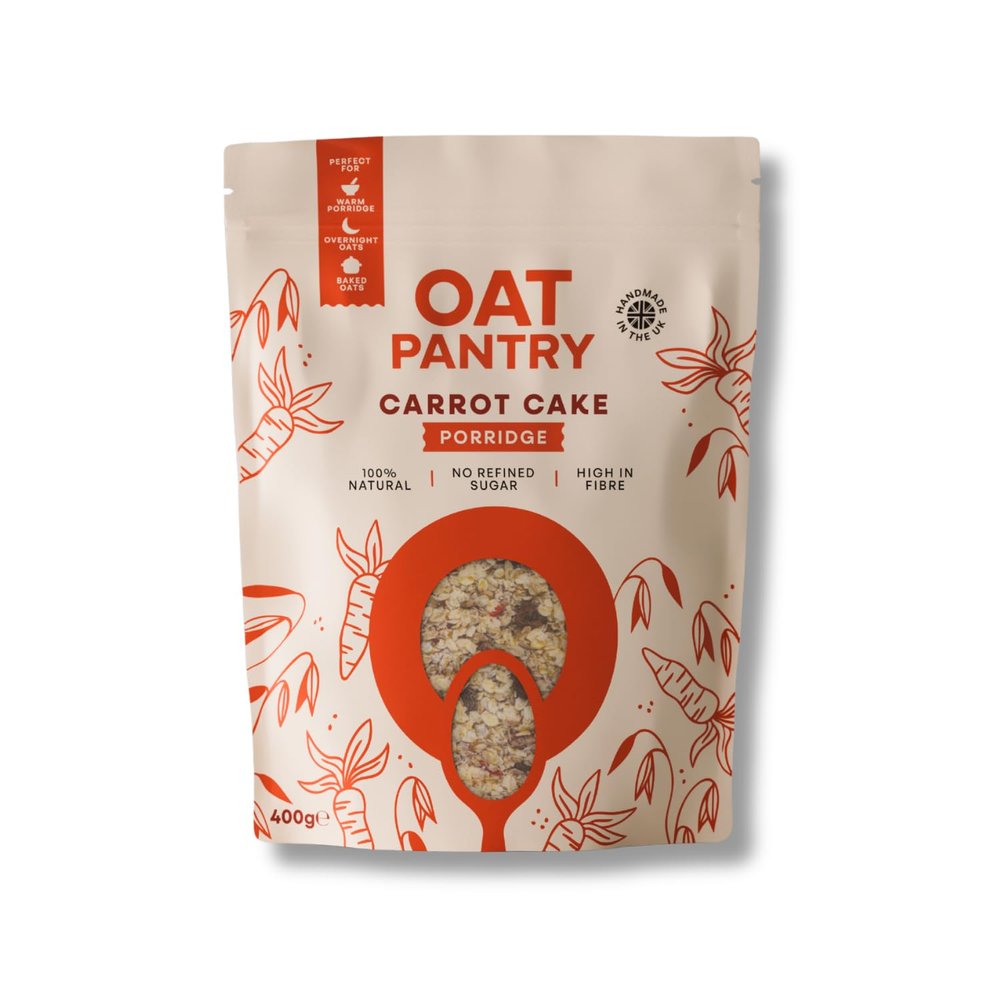 Oat Pantry Carrot Cake Porridge Oats, 400g (10 Servings) | All Natural Ingredients, Gluten Free, High in Fibre, Vegan, No Refined Sugar | UK made