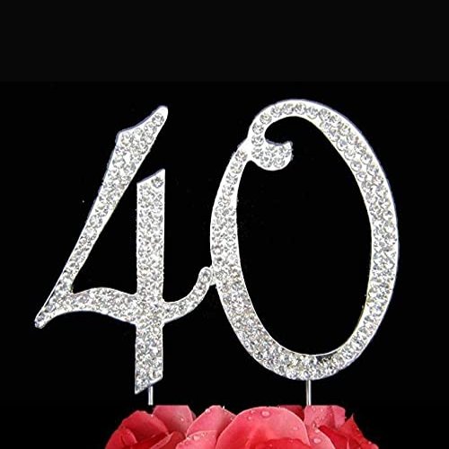 Number 40 Rhinestone Birthday Cake Topper Number Decoration For Anniversary Party Decoration Supply Silver