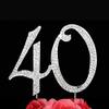 Number 40 Rhinestone Birthday Cake Topper Number Decoration For Anniversary Party Decoration Supply Silver view 1