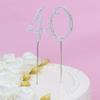 Number 40 Rhinestone Birthday Cake Topper Number Decoration For Anniversary Party Decoration Supply Silver view 4
