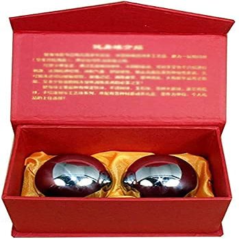 ZHANGZONG Baoding Balls Chinese Health Balls Stress balls for adults Chinese Health Balls for Hand Therapy/Exercise Stress Balls,Stainless Steel Baoding Balls with Carry Pouch(Size:48mm)