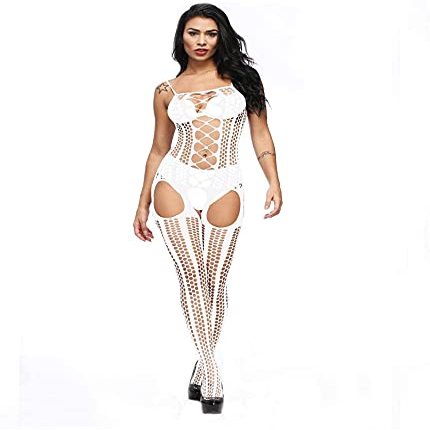 ZHANGZONG lingerie set women's lingerie sets Lace Dress Bra Set Thong Women Sexy Lingerie Lace Babydoll No Stockings-White