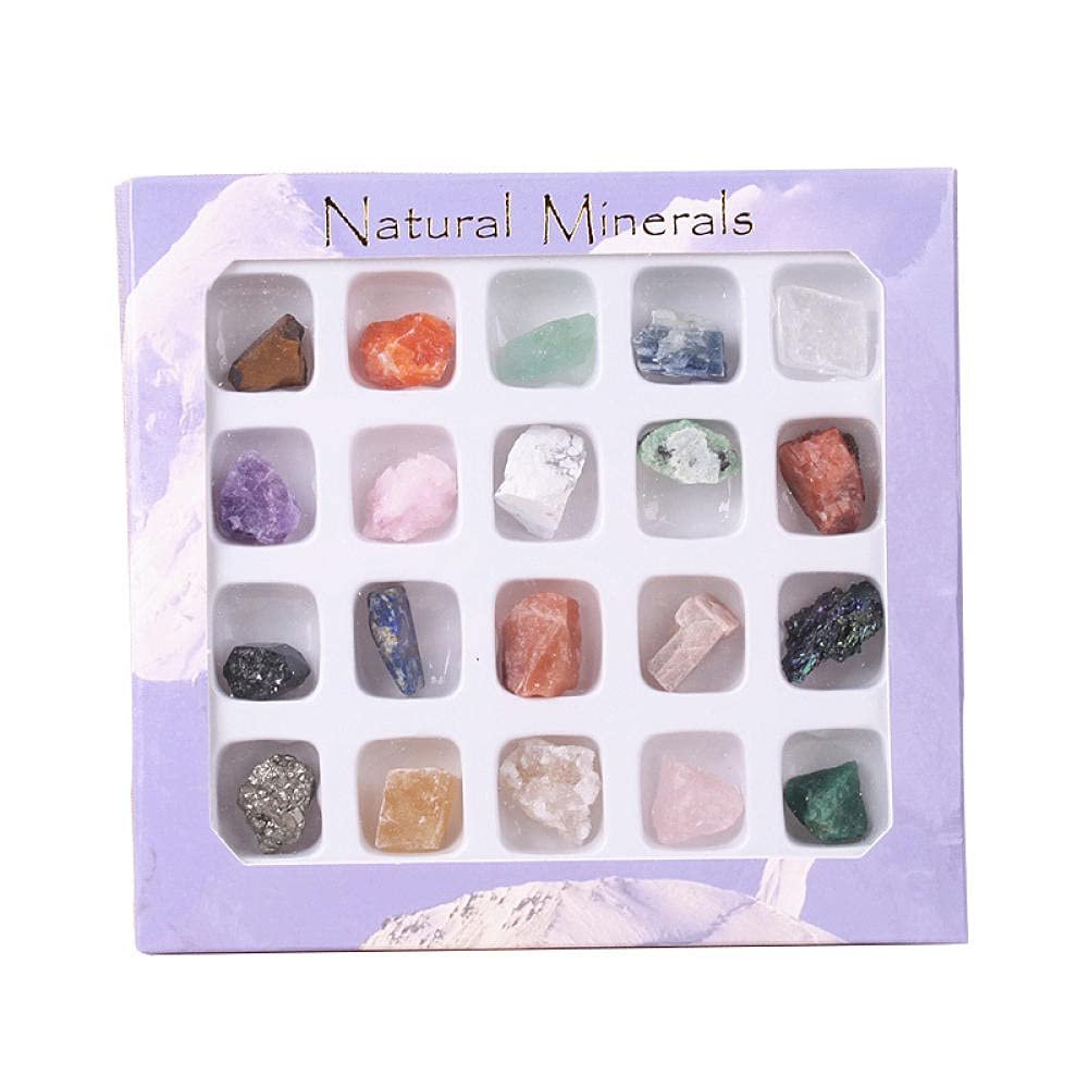 MCWJ 20 kinds of mineral specimens boxed crystal agate stone mineral crystal ore