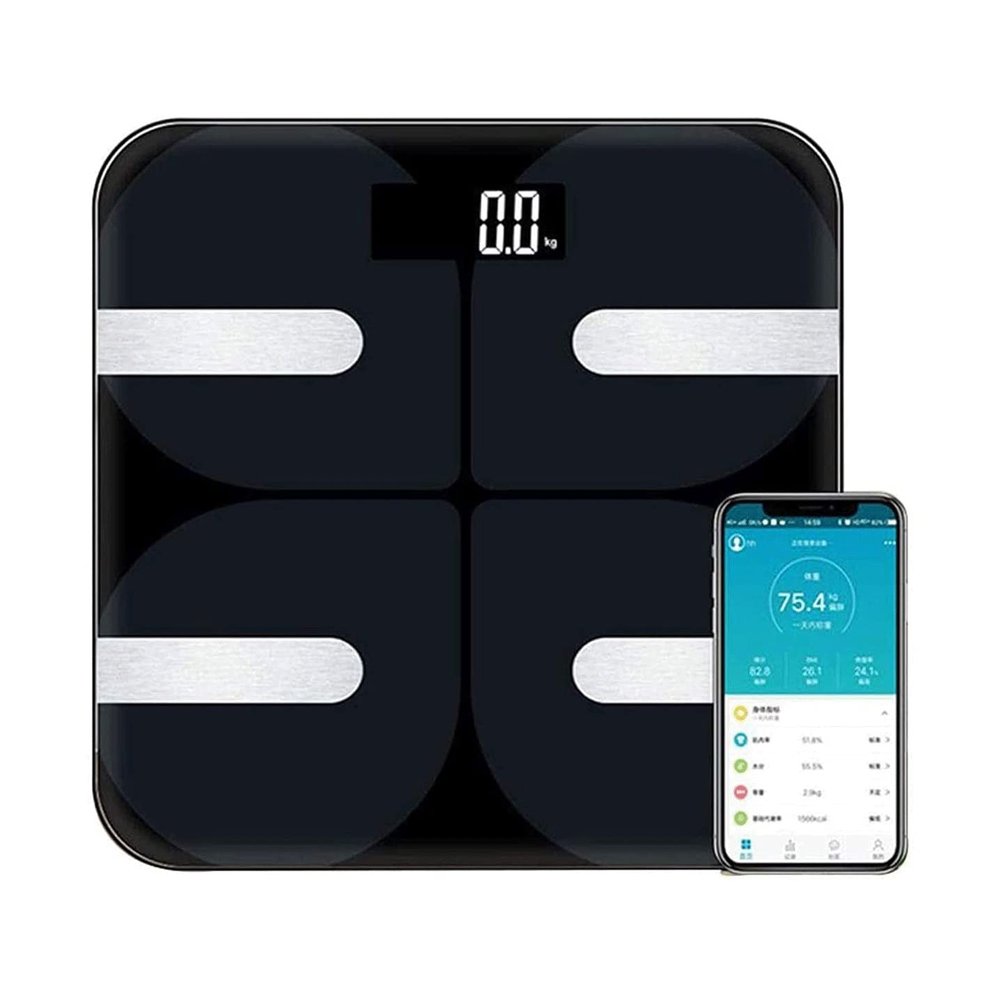 XIXIDIAN Bluetooth Body Fat Scale, High Precision Digital Weight and Body Composition Monitor, Black Stainless Steel Bathroom Scale