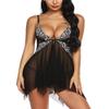 WDZOWU Ladies Sexy Lingerie Set Women Lace V Neck Chemise-Black_XXL view 2