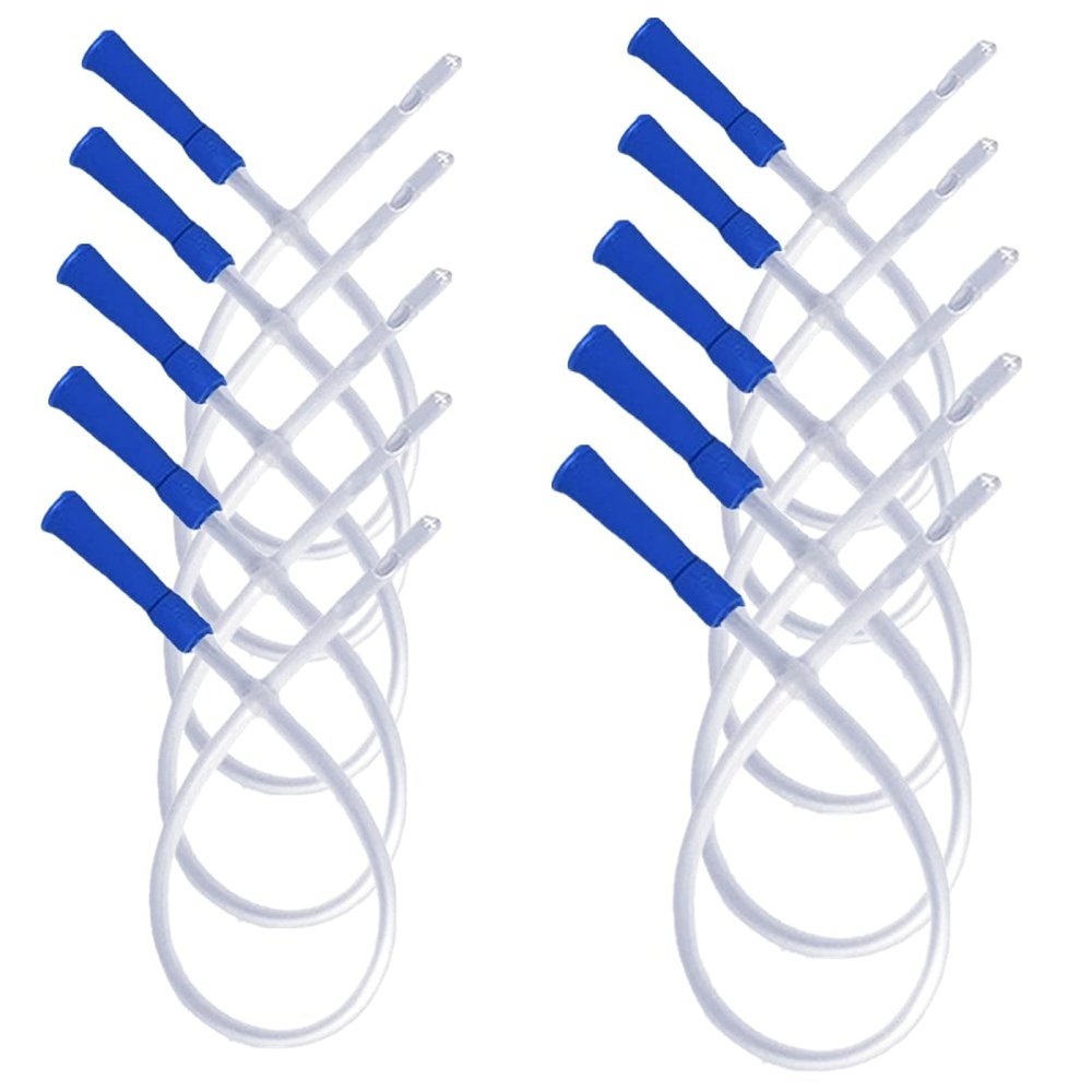 10-Pack Enema Nozzle Tips, 9.8" Long, 15FR (5mm), Home Enema Colonic Irrigation Kit, Enema Supplies Colon Tube, Flexible Comfort Enema Head, Colon Nozzle for Constipation Enema Colon Blue
