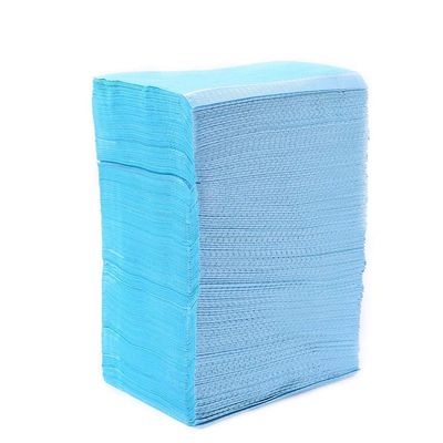 125pcs Disposable Waterproof Medical Paper Dental Hygiene Bib Neckerchief Wood Pulp Paper Dental Clean Pad Sheets (Color : Blue)