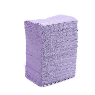 125pcs Disposable Waterproof Medical Paper Dental Hygiene Bib Neckerchief Wood Pulp Paper Dental Clean Pad Sheets (Color : Purple)