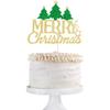Qertesl Merry Christmas Cake Topper, Christmas tree theme Decorating Christmas Cakes, Christmas Party Decorations Supplies. view 1