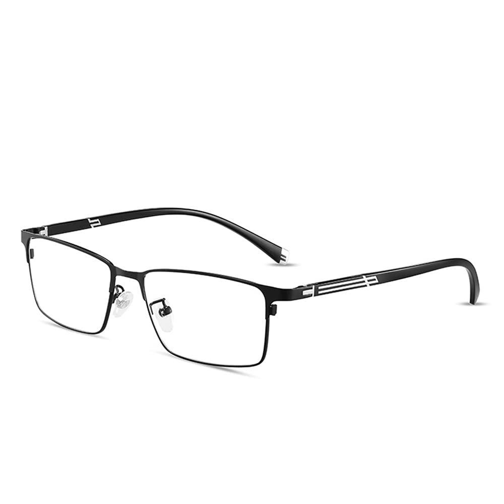 CAOXN Men's Anti-Blue Light Fatigue Pure Titanium Reading Glasses Professional Ultra-Light Frame Aspheric Resin Lens Reader,Black,+1.00