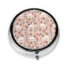 Pill Case Boer Goat Pink Florals Pill Box for Purse Cute Small Travel Round Shape Pill Organizer view 1