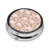 Pill Case Boer Goat Pink Florals Pill Box for Purse Cute Small Travel Round Shape Pill Organizer view 2