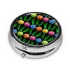 Pill Case Pickleballs and Green Pickles Pill Box for Purse Cute Small Travel Round Shape Pill Organizer view 2