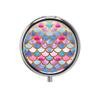 1PCS Portable Round Metal Pill Box Case Mini Medicine Tablet Organizer Container Holder for Pocket Purse Handbag Travel Gift - Compact 3 CompartmentsPink Blue Fish Scale Pattern view 1