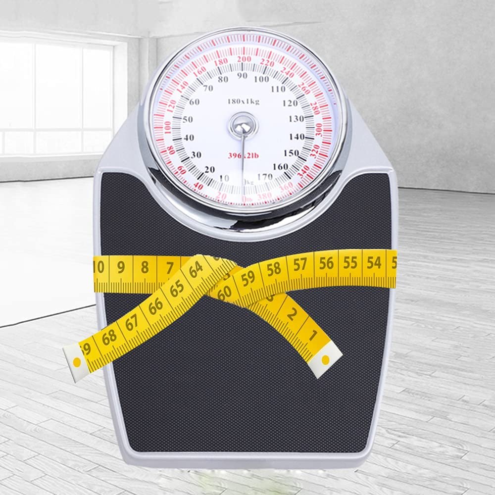 MANY 180kg Mechanical Bathroom Scale, Professional Analog Mechanical Weight Scale, High-Precision Oversized Dial Scale, 390lb, No Batteries, Measure In Lbs, Kg