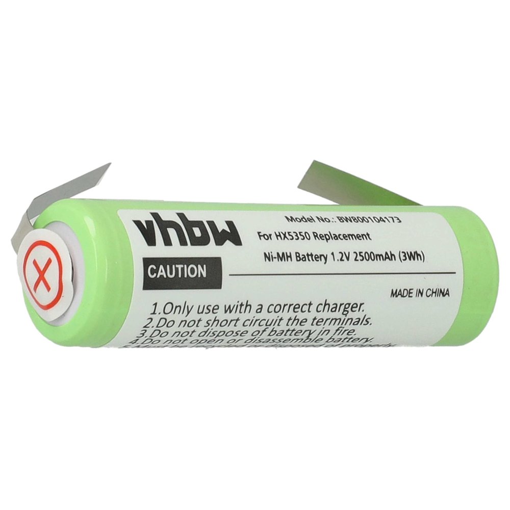 vhbw Replacement Battery compatible with Braun 4745, 5000, 5005, 5010, 5015, 5266, 5268, 5311, 5312 Electric Toothbrush (2500mAh, 1.2V, NiMH)