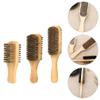 3pcs Beard Brush Wood Beard Comb Dense Bristle Brush Beard Oil Brush Wood Mustache Brush Men Hair Comb Package Beard Scrubber Kit Man Cleansing Pig Bristle view 3