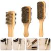 3pcs Beard Brush Wood Beard Comb Dense Bristle Brush Beard Oil Brush Wood Mustache Brush Men Hair Comb Package Beard Scrubber Kit Man Cleansing Pig Bristle view 4