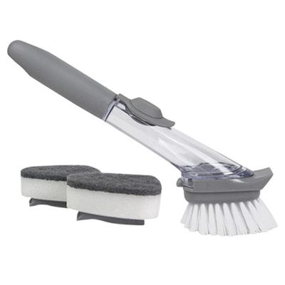 WZHZJ Long Handle Brush Automatic Detergent Injection Household Cleaning Brush (Combi Pack) Gray 24.5x8x4cm