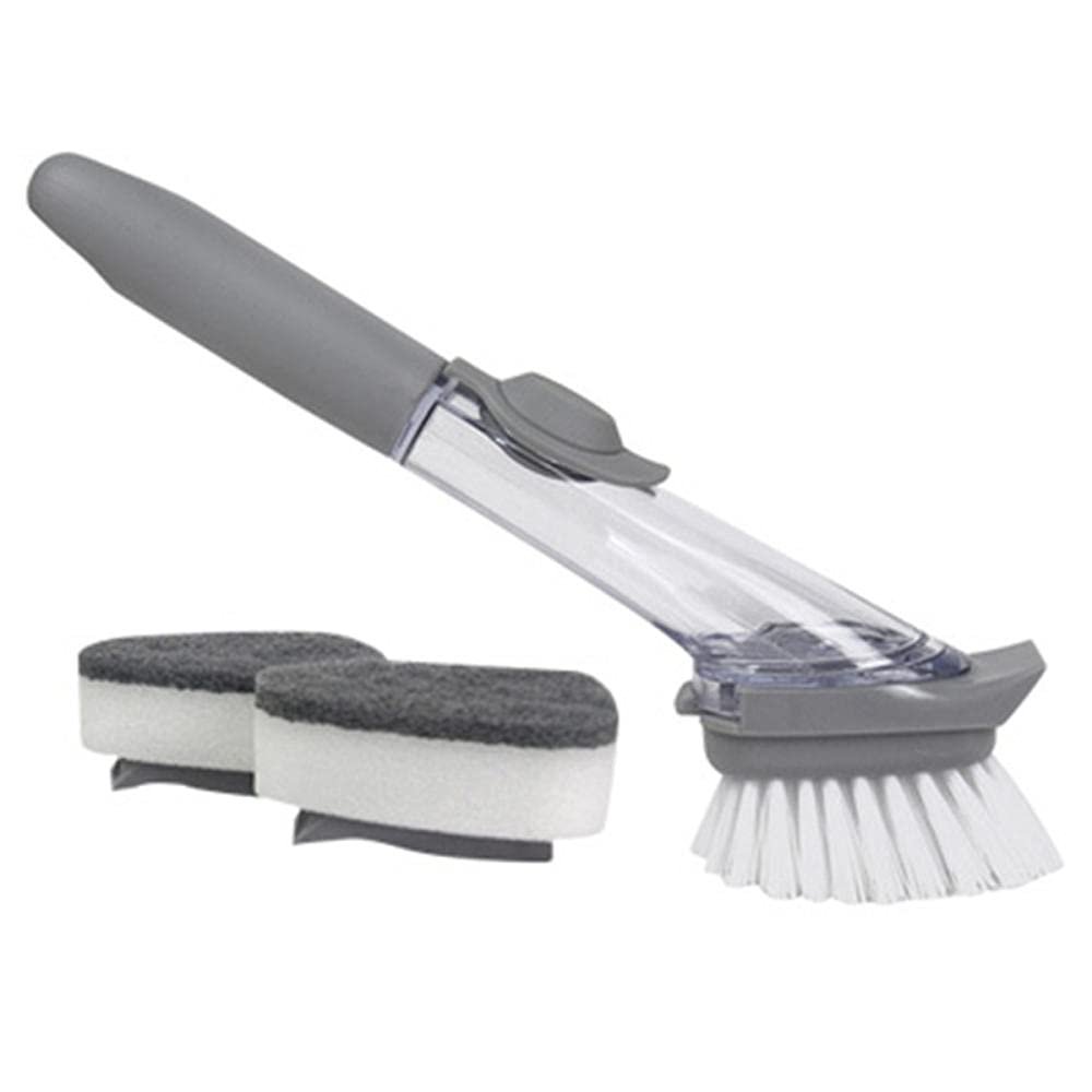 WZHZJ Long Handle Brush Automatic Detergent Injection Household Cleaning Brush (Combi Pack) Gray 24.5x8x4cm