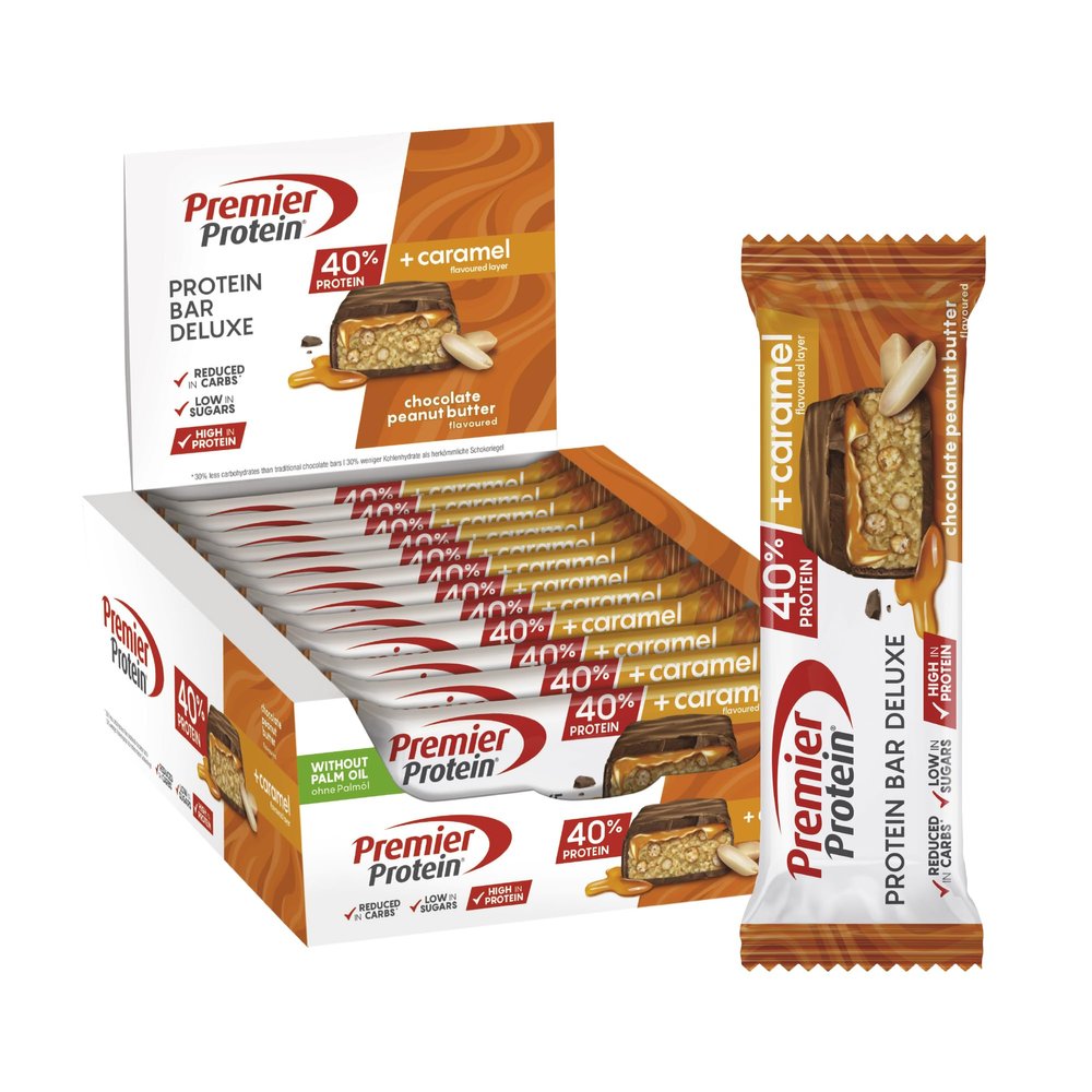 Premier Protein - Protein Bar Deluxe 40% - Chocolate Peanut Butter - 12x50g - Low sugar - Low Carb - palmlfrei