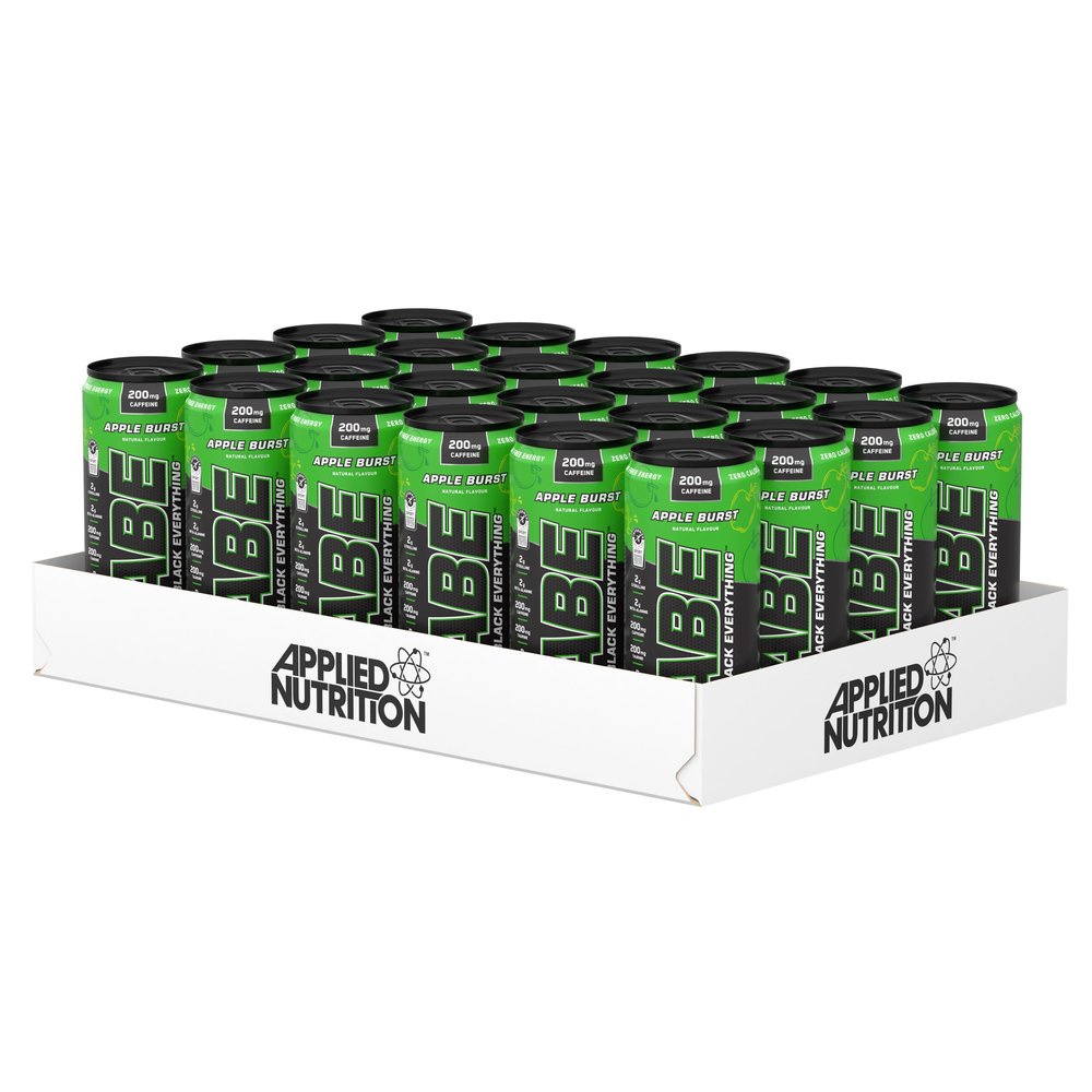 Applied Nutrition ABE Pre Workout Cans - All Black Everything Energy + Performance Drink, ABE Carbonated Beverage Sugar Free with Caffeine (Pack of 24 Cans x 330ml) (Apple Burst)