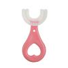 floatofly U Shape Toothbrush 360 Degree Cleaning Soft Fur Silicone Baby Toothbrush Children's Brushfor Home Kids Toddler Pink Red Ellipse view 1