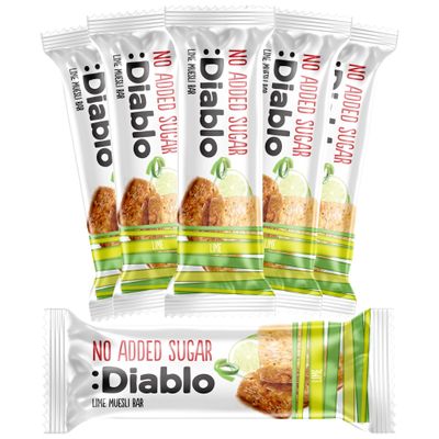Diablo Lime Muesli Bar  No Added Sugar Healthy Snacks & Breakfast Bar Sweetened with Maltitol, Low Sugar Snacks Food, Great for Gifting, Work, School, or Travel  30g Each (Pack of 6)