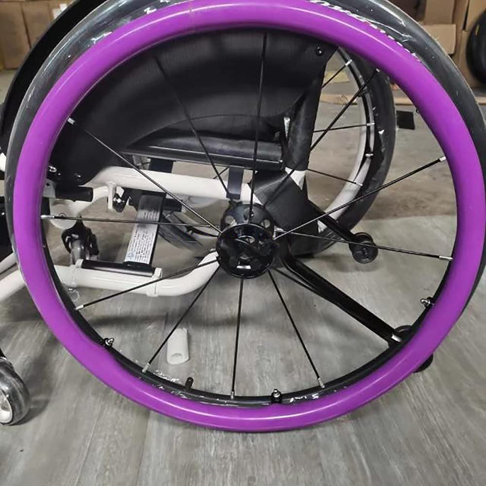 24-Inch Wheelchair Push Rim Covers, Non-Slip Wear-Resistant Hand Push Cover, Rear Wheel Sports Wheelchair Cover, Improve Grip and Traction,1Pair,Purple