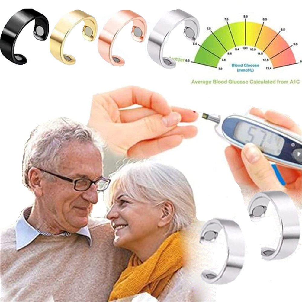 4 PCS Fashion Blood Sugar Control Ring,Diabetes Monitor Healthy Blood Sugar Meter,BoobsUp Magnetic Therapy Ring,Elegant Titanium Magnetic Therapy Ring,Copper Magnet Rings Opening Adjustable