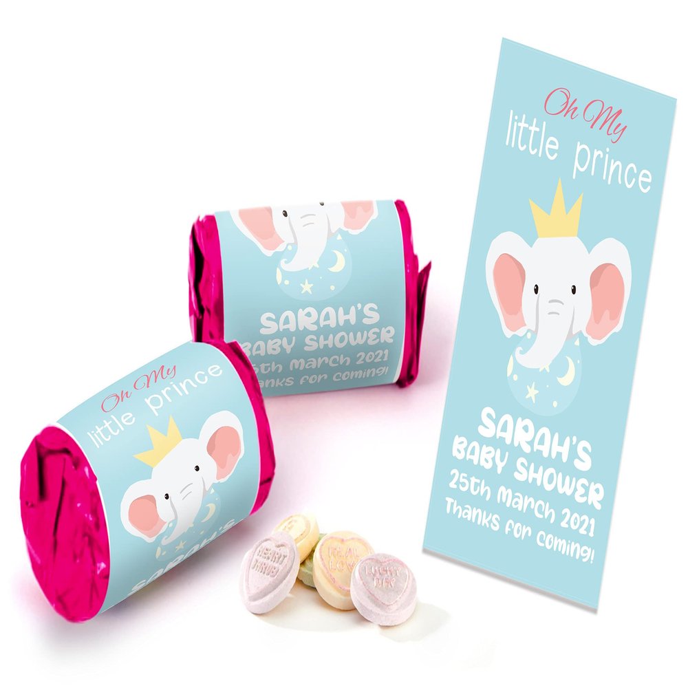 Colourbat x40 Sweet Rolls Personalised Baby Shower Sweets Mini Love Hearts Party Favours for Guests Suitable for Vegetarians Vegans Halal b35