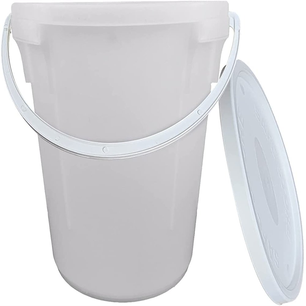 25L Plasterers Bucket Depth Gauge Durable Plastic With Lid & Handle/Garden/Construction/Home- White