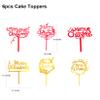 Gold Red Merry Christmas Cake Toppers, 6Pcs Reindeer Antler Xmas Tree Candy Cane Snowflake Elk Decoration for Cakes, Xmas Decor for Christmas Cake Toppers Christmas Party Cake Decorations Supplies view 3