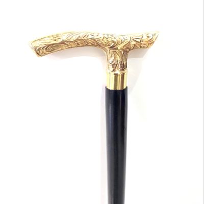 Golden Handle Black Wooden Walking Stick Solid Brass Foldable Cane Vintage Designer Hardwood Walking Canes, Derby Walking Cane Flowers Gift