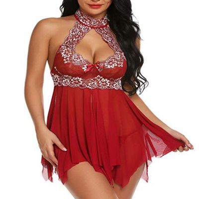 Ladies Sexy Lingerie Set Sexy Women Lingerie Sleepwear-Wine_M
