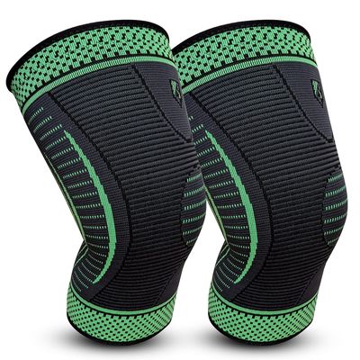 Wolvex Knee Support Men Women (Pair) Anti-Slip Knee Brace for Running, Meniscus Tear, Arthritis, Joint Pain Relief, ACL and Injury Recovery (Green, Small)